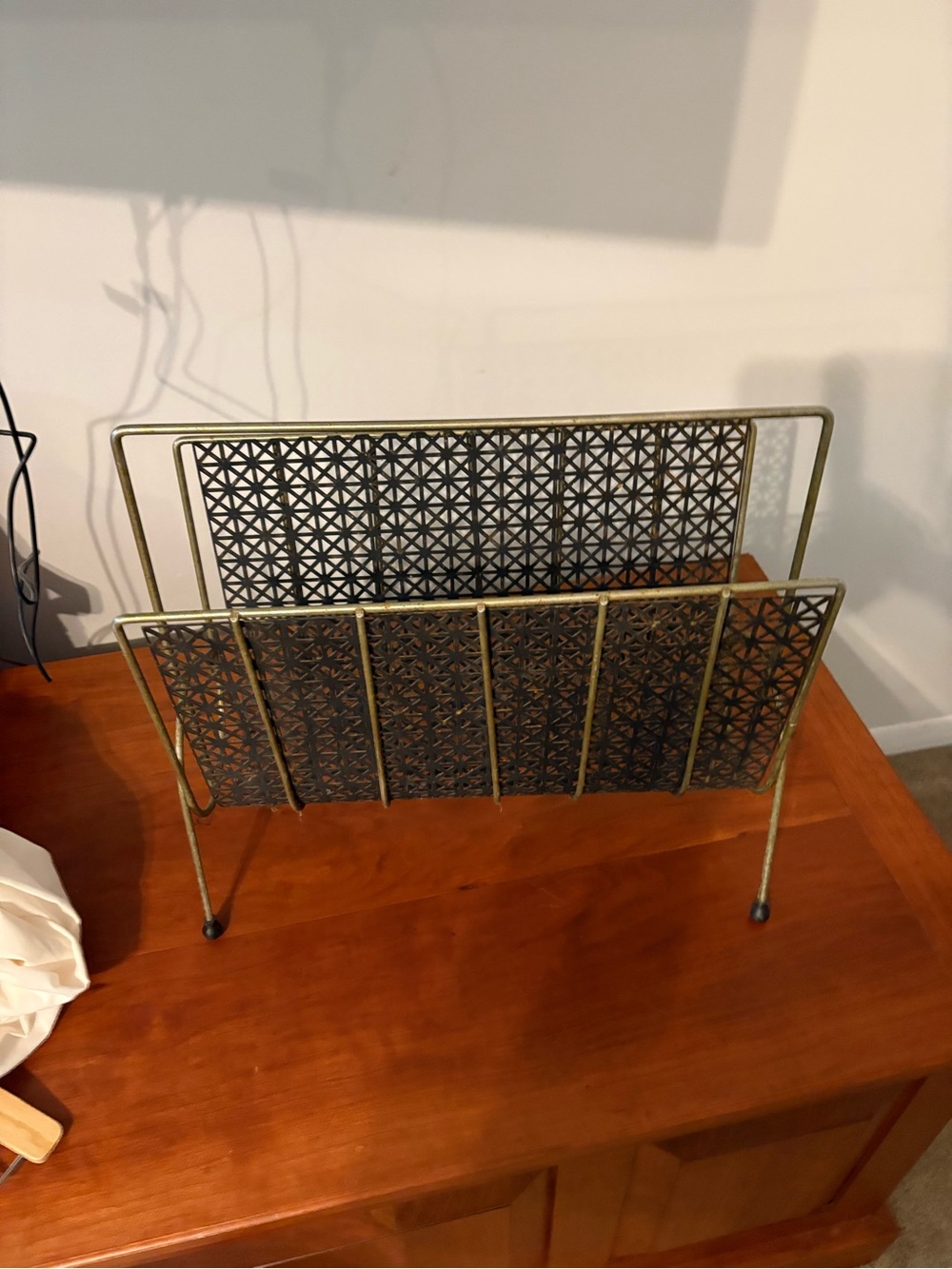 Vintage MCM Atomic Metal Mesh Magazine Rack Record Holder - Picture 2 of 9